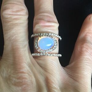 Light Blue Oval Stone Ring Size 6